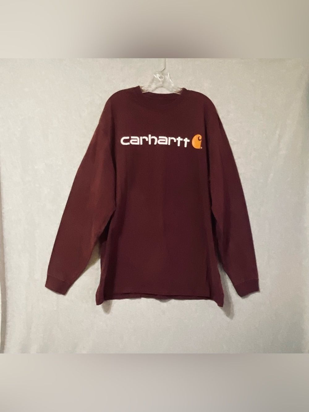 Carhartt Men's Marron Crewneck T shirt with Logo LOng sleeves Sz XLT